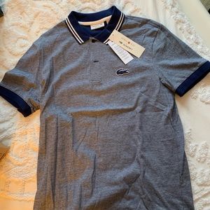 Lacoste Blue/White Thin Striped Polo